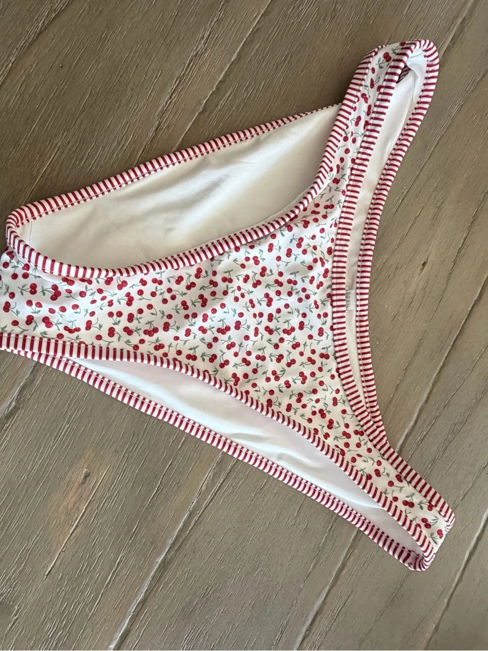 Frankie's Bikinis White & Red Cherry Print Bikini Bottom